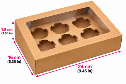 Kraft Cupcake Box (6 cavity)