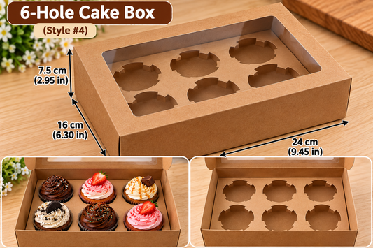 Kraft Cupcake Box (6 cavity)